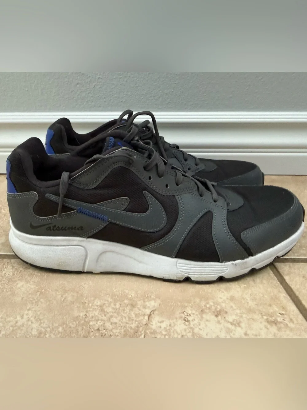 Nike Men’s Atsuma Sneakers - Black & Gray with Blue Accent